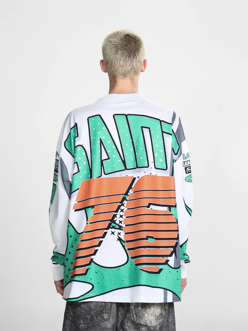 Saint michael tears all-over printed long-sleeved vintage autumn and winter T-shirt Style number: 114 Size: M L XL Wholesale price: 136 Color: Picture color
